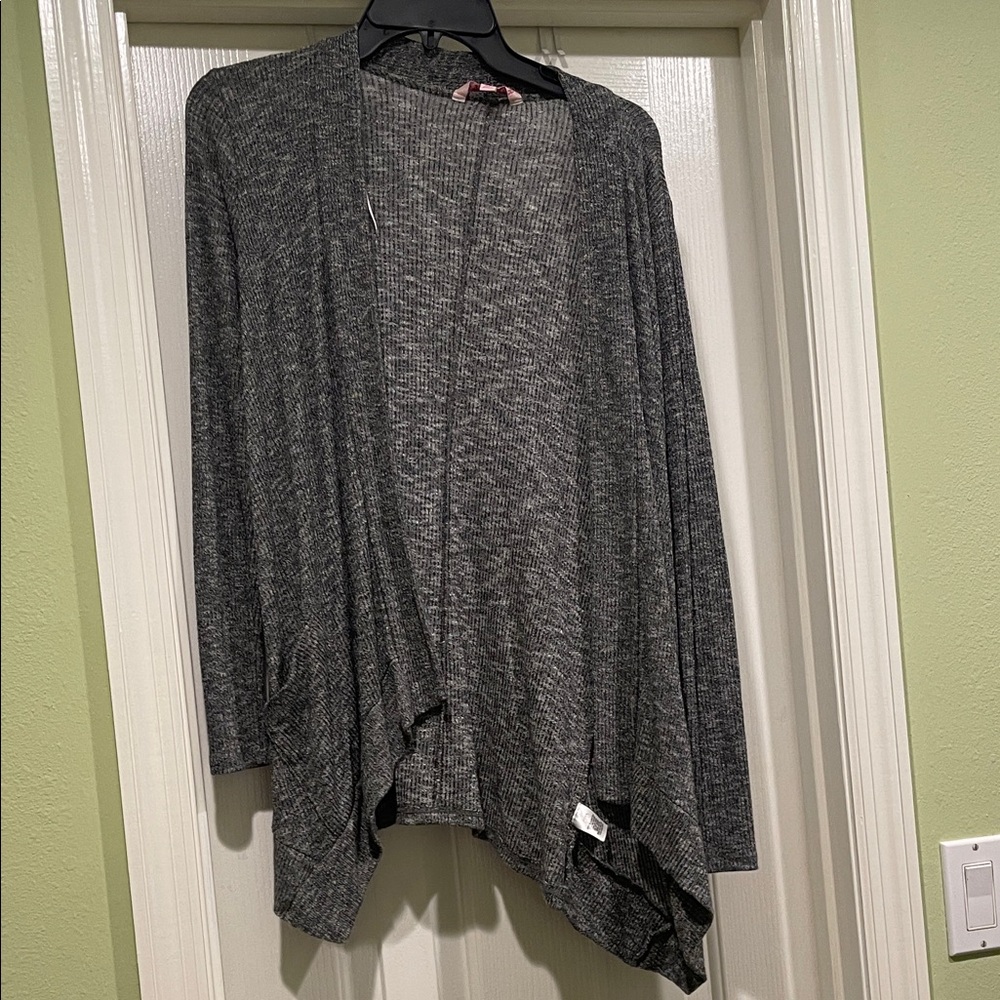 Candie's Charcoal Open-Front Cardigan